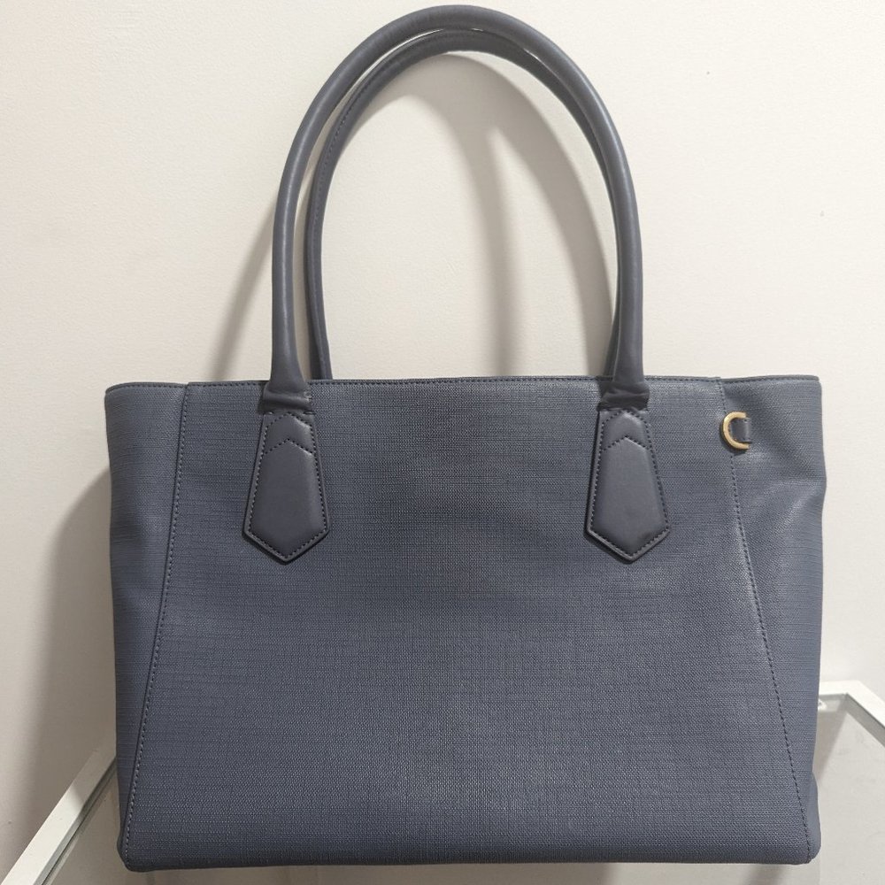 Dagne Dover Signature Tote – Ash Blue – EUC